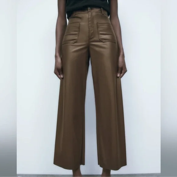 Zara , The Marine Pant Brown Wide-Leg Women's Pants size 42 - Picture 1 of 5